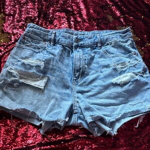 American Eagle Outfitters Light Blue Distressed Jean Shorts